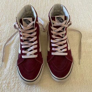 Van’s Skateboard Side Stripe High Top Burgundy Shoes - Men's 3.5 / Women's 5